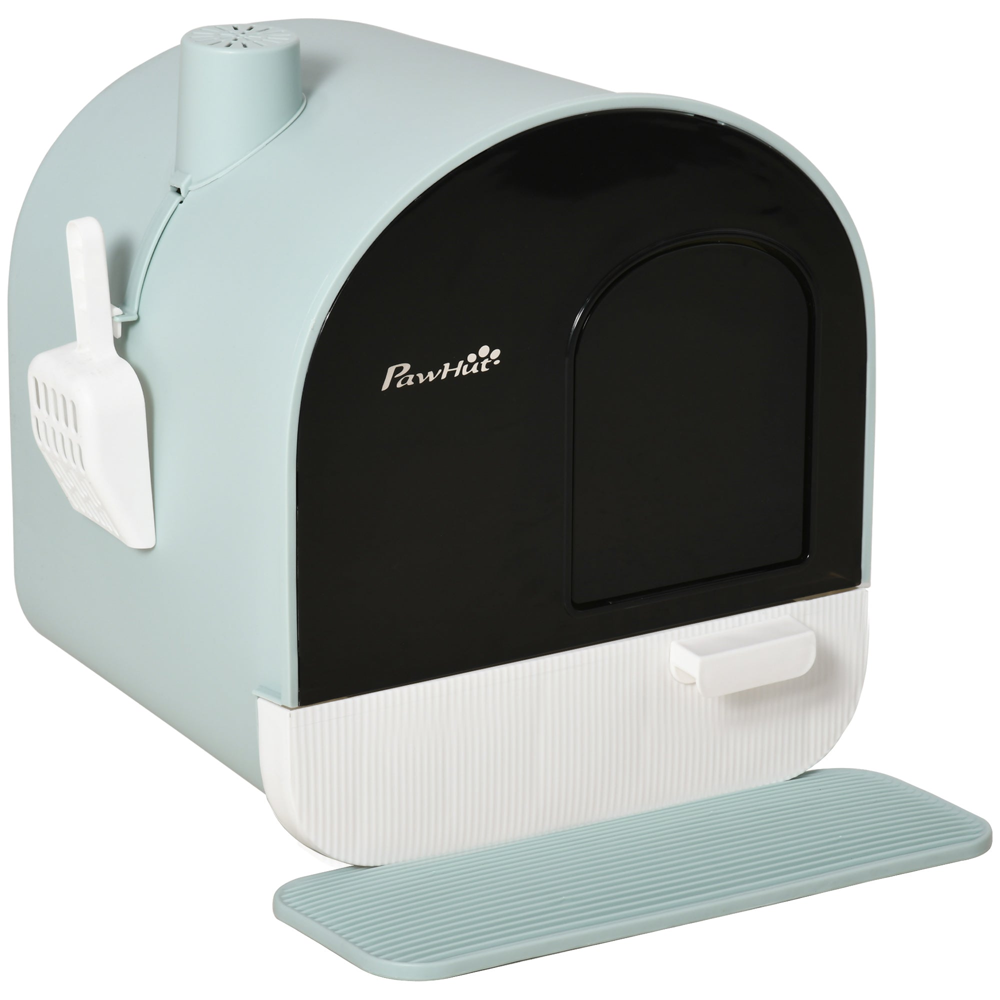 PawHut Cat Litter Box with Lid, Covered Litter Box for Indoor Cats with Tray, Scoop, Filter, 17" x 17" x 18.5" , Green