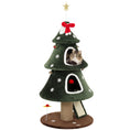 Load image into Gallery viewer, 52" Christmas Cat Tree, 2-Tier Cat Tower with Dual Condos, Scratching Posts, Sisal Ladder, Anti-Tip Rope, Hanging Balls, Kitten Furniture for Indoor Cats, Green
