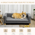 Load image into Gallery viewer, PawHut Modern Dog Couch Bed, Pet Sofa for Medium to Large Dogs or Cats, Elevated Pet Couch Sleeping Bed with Removable Seat Cushion, Dark Gray
