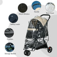 Load image into Gallery viewer, Dog Pram with Rain Cover Pet Stroller, Foldable Dog Pushchair for Small and Miniature Dogs, Cats - Khaki
