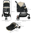 Load image into Gallery viewer, Dog Pram with Rain Cover Pet Stroller, Foldable Dog Pushchair for Small and Miniature Dogs, Cats - Khaki
