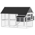 Load image into Gallery viewer, Chicken Coop with Run, Large Wooden Chicken House with 2 Nesting Boxes, 2 Roosting Bars, Ramp & Tray, Hen House Poultry Cage for 6-8 Chickens, 69" W x 84" x 59"
