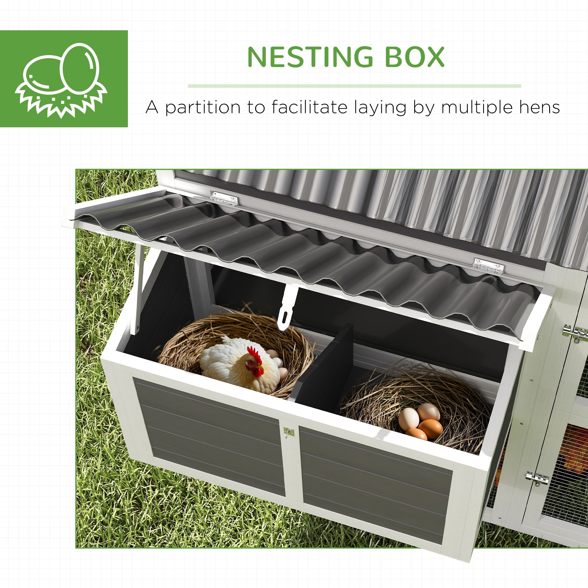 Chicken Coop with Run, Large Wooden Chicken House with 2 Nesting Boxes, 2 Roosting Bars, Ramp & Tray, Hen House Poultry Cage for 6-8 Chickens, 69" W x 84" x 59"