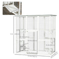 Load image into Gallery viewer, Large Outdoor Catio Enclosure, Weatherproof Cat House with Asphalt Roof,  Wooden Cat Patio Cage with 6 Balanced Platforms, 71" x 39" x 71", White
