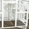 Load image into Gallery viewer, PawHut Outdoor Cat House Big Catio Wooden Feral Cat Shelter Enclosure with Large Spacious Interior, 6 High Ledges, Weather Protection Asphalt Roof, 71" L, White
