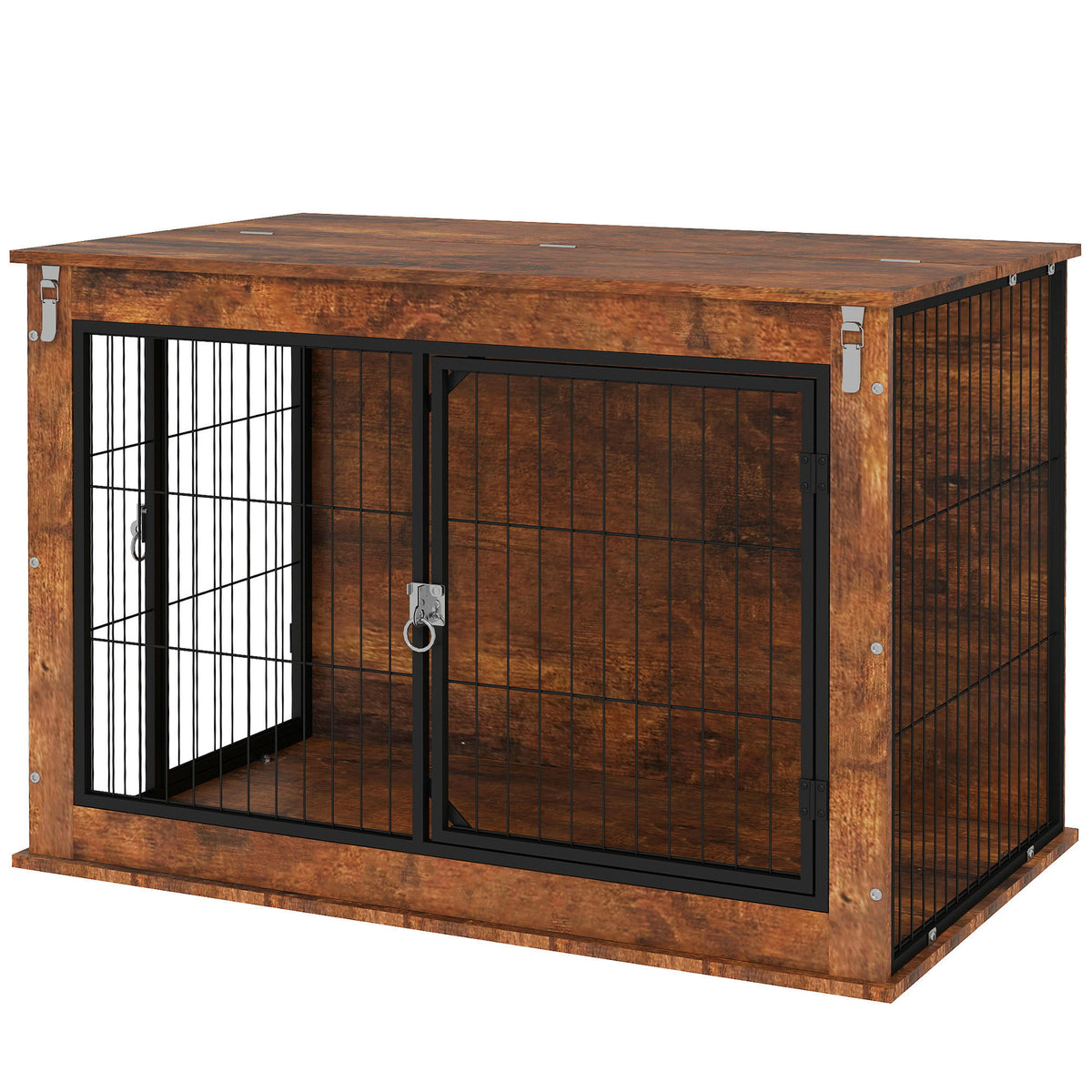Openable Crate PawHut Dog Crate Furniture w/ Openable Top, 2 Doors, for Large Pets, 98 ...