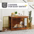 Load image into Gallery viewer, Dog Crate Furniture, Dog Cage End Table with Openable Top, Two Lockable Doors, for Large Pets, 98 x 60 x 65.5cm, Rustic Brown

