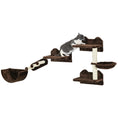 Load image into Gallery viewer, 4PCs Wall Mounted Cat Tree Cat Wall Shelves Furniture Climbing Shelf Set Kitten Activity Centre w/ Hammock, Scratching Post - Brown
