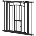 Load image into Gallery viewer, 30"H Tall Dog Gate, Pet Gate with Cat Door, Auto-Close Pressure-Mounted Steel Safety Gate Barrier, Double Locking for Doorways Hallways Stairs, Fits 29"-31.5"W, Black
