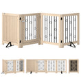 Load image into Gallery viewer, Freestanding Dog Gate, Wooden Foldable Pet Gate with 4 Panels, Walk-Through Door, Support Feet, Non-Slip Mats, Dog Safety Fence for Doorways, Stairs and Hallways, Oak
