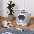 Load image into Gallery viewer, Enclosed Cat Litter Box, Covered Litter Box with Lid and Scoop, Cat Box Enclosure with Pull-out Drawer Type, Front Door and Skylight, Easy to Clean, Grey
