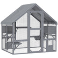 Load image into Gallery viewer, Catio Outdoor Cat Enclosure, Large Kitten House with Waterproof Cover, 2 Resting Boxes, 4 Platforms, Bridge, Wooden Cat Cage Outdoor for 2-4 Kittens, 73" x 55" x 74", Grey
