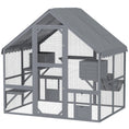 Load image into Gallery viewer, Catio Outdoor Cat Enclosure, Large Kitten House with Waterproof Cover, 2 Resting Boxes, 4 Platforms, Bridge, Wooden Cat Cage Outdoor for 2-4 Kittens, 73" x 55" x 74", Grey
