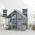 Load image into Gallery viewer, Catio Outdoor Cat Enclosure, Large Kitten House with Waterproof Cover, 2 Resting Boxes, 4 Platforms, Bridge, Wooden Cat Cage Outdoor for 2-4 Kittens, 73" x 55" x 74", Grey
