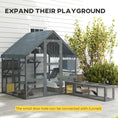 Load image into Gallery viewer, PawHut Large Catio Outdoor Cat Enclosure for Multiple Kittens, Wooden Cat House with Waterproof Cover, Walk in Kitty Cage Kennel with 2 Condos, 4 Platforms, Bridge, Doors, 74" H, Gray
