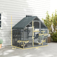 Load image into Gallery viewer, PawHut Large Catio Outdoor Cat Enclosure for Multiple Kittens, Wooden Cat House with Waterproof Cover, Walk in Kitty Cage Kennel with 2 Condos, 4 Platforms, Bridge, Doors, 74" H, Gray
