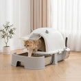 Load image into Gallery viewer, Stainless Steel Cat Litter Box, Large Hooded Kitty Litter Box with Removable Lid, Scoop & Carbon Filters for Medium Cats, Easy to Clean, No Leakage, No Odors, Gray
