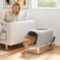 Load image into Gallery viewer, Stainless Steel Litter Box with Lid, Extra Large Hooded Cat Litter Tray for Big Cats with Front-Entry and Top-Exit, Metal Scoop, Deodorizer Bag, Non-Sticky, Odour Control and Easy Clean
