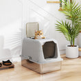 Load image into Gallery viewer, Stainless Steel Litter Box with Lid, Extra Large Hooded Cat Litter Tray for Big Cats with Front-Entry and Top-Exit, Metal Scoop, Deodorizer Bag, Non-Sticky, Odour Control and Easy Clean
