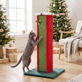 Load image into Gallery viewer, Cat Scratching Post for Indoor Cats, 81cm Tall Cat Scratcher with Sisal Rope, Hanging Bell Toy and Stable Base, Green and Red
