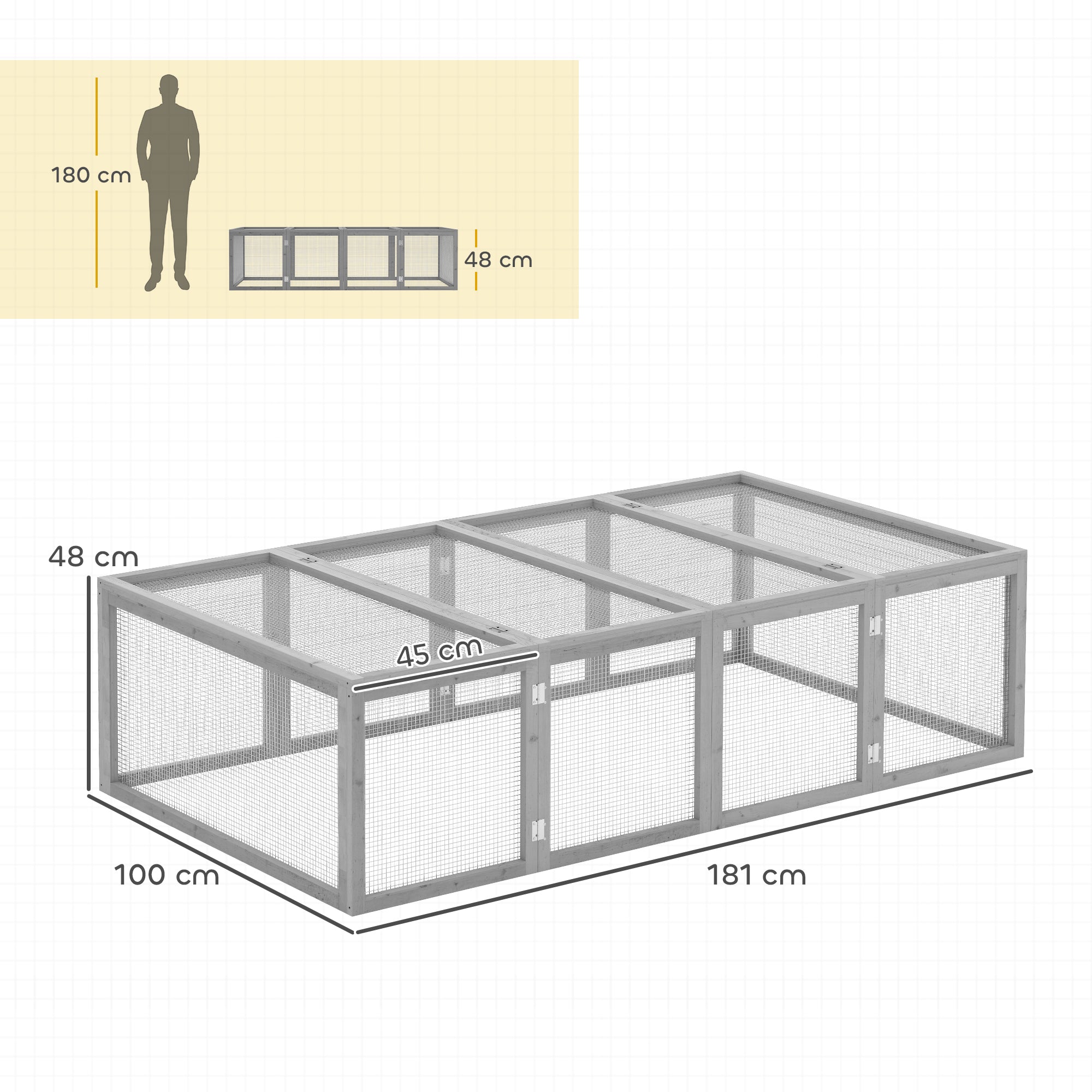 PawHut Large Rabbit Run, Wooden Rabbit Cage with Wire Mesh, Openable ...