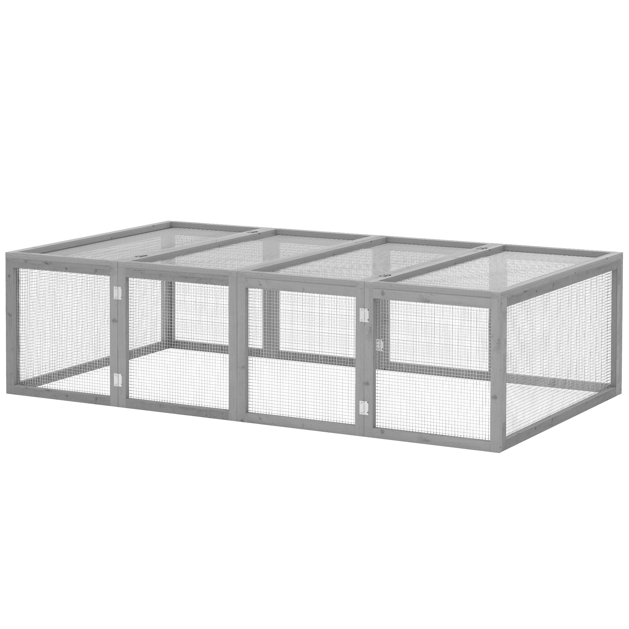 Rabbit Run Wooden Rabbit Hutch Cage 6ft with Wire Mesh, Openable Roof, Play Space for Outdoor, 181 x 100 x 48 cm, Grey