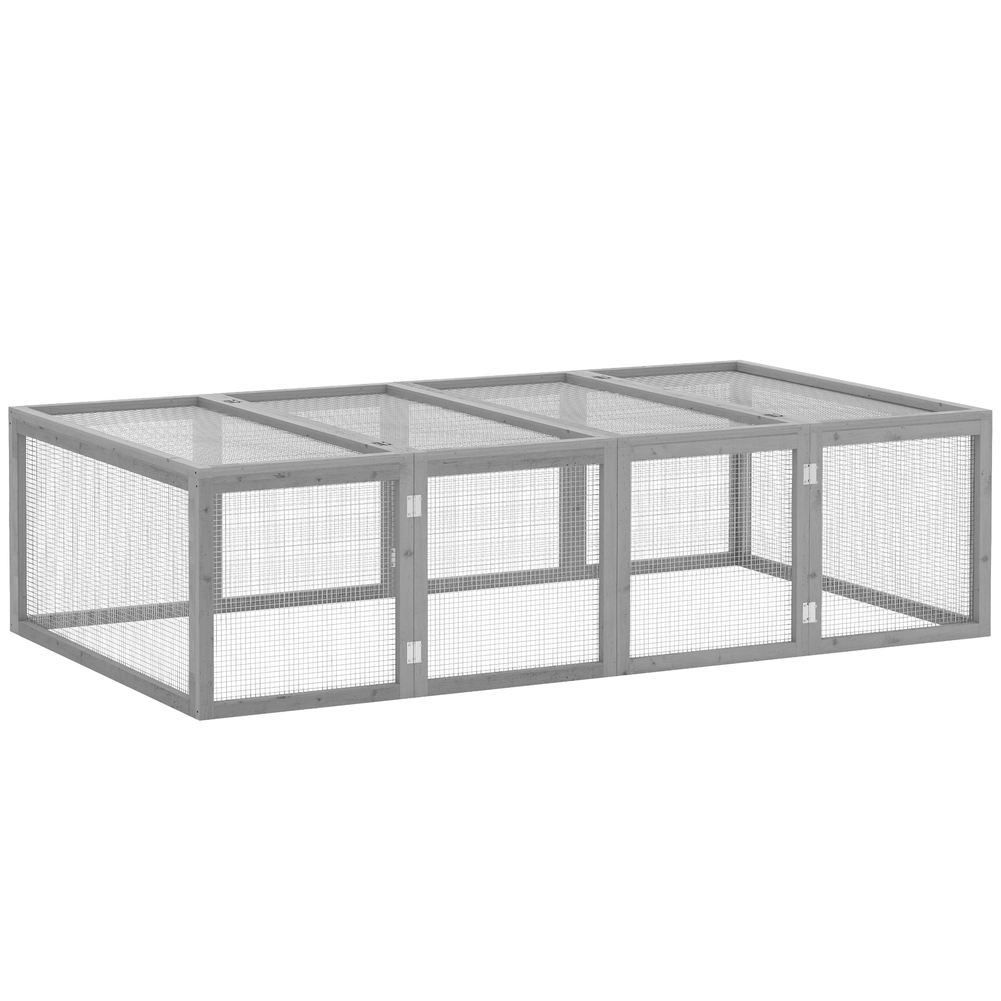 PawHut Large Rabbit Run, Wooden Rabbit Cage with Wire Mesh, Openable ...
