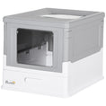 Load image into Gallery viewer, PawHut Fully Enclosed Cat Litter Box with Scoop, Hooded Cat Litter House with Drawer Type Tray, Foldable Smell Proof Cat Potty with Front Entry, Top Exit, Portable Pet Toilet with Large Space, Gray

