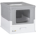 Load image into Gallery viewer, PawHut Fully Enclosed Cat Litter Box with Scoop, Hooded Cat Litter House with Drawer Type Tray, Foldable Smell Proof Cat Potty with Front Entry, Top Exit, Portable Pet Toilet with Large Space, Gray
