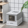 Load image into Gallery viewer, PawHut Fully Enclosed Cat Litter Box with Scoop, Hooded Cat Litter House with Drawer Type Tray, Foldable Smell Proof Cat Potty with Front Entry, Top Exit, Portable Pet Toilet with Large Space, Gray
