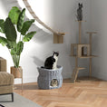 Load image into Gallery viewer, 2-Tier Wicker Cat House Elevated Pet Bed Basket Willow Kitten Tower Pet Den. Cozy Cave with Washable Cushions 56x37x40cm Grey
