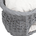 Load image into Gallery viewer, 2-Tier Wicker Cat House Elevated Pet Bed Basket Willow Kitten Tower Pet Den. Cozy Cave with Washable Cushions 56x37x40cm Grey
