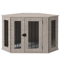 Gallery viewerに画像を読み込む, 41" Dog Crate Furniture, Corner Dog Crate End Table for Medium and Small Dogs, Indoor Dog Cage with Cushion, Door, Lock, Grey
