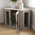 Gallery viewerに画像を読み込む, 41" Dog Crate Furniture, Corner Dog Crate End Table for Medium and Small Dogs, Indoor Dog Cage with Cushion, Door, Lock, Grey
