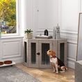 Gallery viewerに画像を読み込む, 41" Dog Crate Furniture, Corner Dog Crate End Table for Medium and Small Dogs, Indoor Dog Cage with Cushion, Door, Lock, Grey
