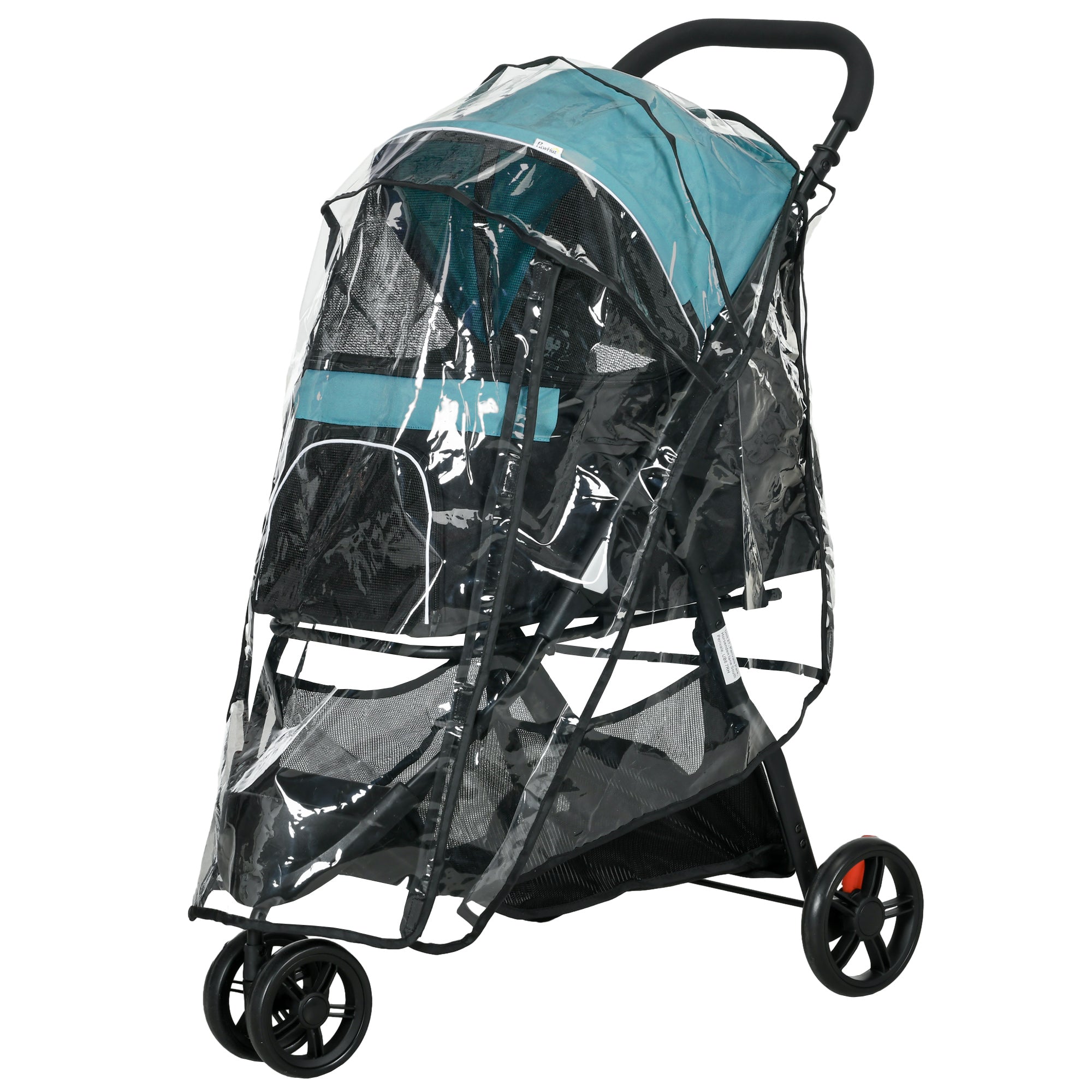 Dog Pram with Rain Cover Pet Stroller, Foldable Dog Pushchair for Small and Miniature Dogs, Cats - Dark Green