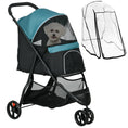 Load image into Gallery viewer, Dog Pram with Rain Cover Pet Stroller, Foldable Dog Pushchair for Small and Miniature Dogs, Cats - Dark Green
