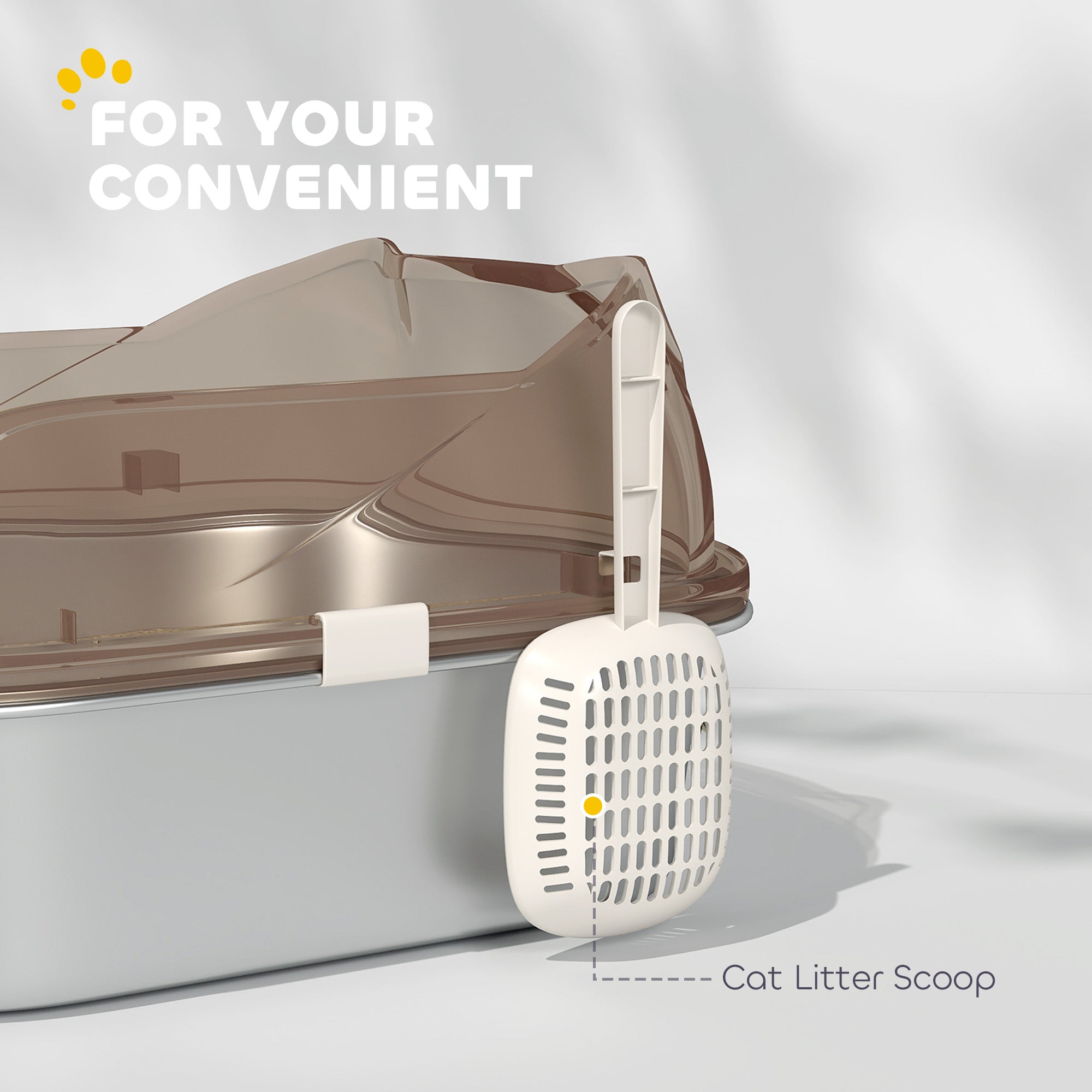 Stainless Steel Litter Box with Lid, Metal Cat Litter Tray for Big Cats with High Wall Sided Enclosure, Pedal, Scoop, Non-Sticky, Anti-Leakage, Easy Cleaning