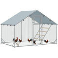 Load image into Gallery viewer, Walk-in Chicken Run, Galvanised Chicken Coop with Water-Resistant and UV-Resistant Cover, Feeding Door, Hanging Feeder, Perch, Hen Poultry House, for 6-8 Chickens, Ducks, Rabbits, Geese
