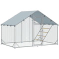 Load image into Gallery viewer, Walk-in Chicken Run, Galvanised Chicken Coop with Water-Resistant and UV-Resistant Cover, Feeding Door, Hanging Feeder, Perch, Hen Poultry House, for 6-8 Chickens, Ducks, Rabbits, Geese
