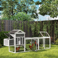 Load image into Gallery viewer, 117" Chicken Coop, Wooden Rabbit Hutch with Chicken Run, Slide-out Tray, Asphalt Roof, Nesting Box - Grey and White
