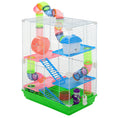 Load image into Gallery viewer, 5 Tier Hamster Cage, Gerbil Cage with Tube Exercise Wheels, Tunnel, Water Bottle, Dishes, 58H x 46L x 30Wcm, Green
