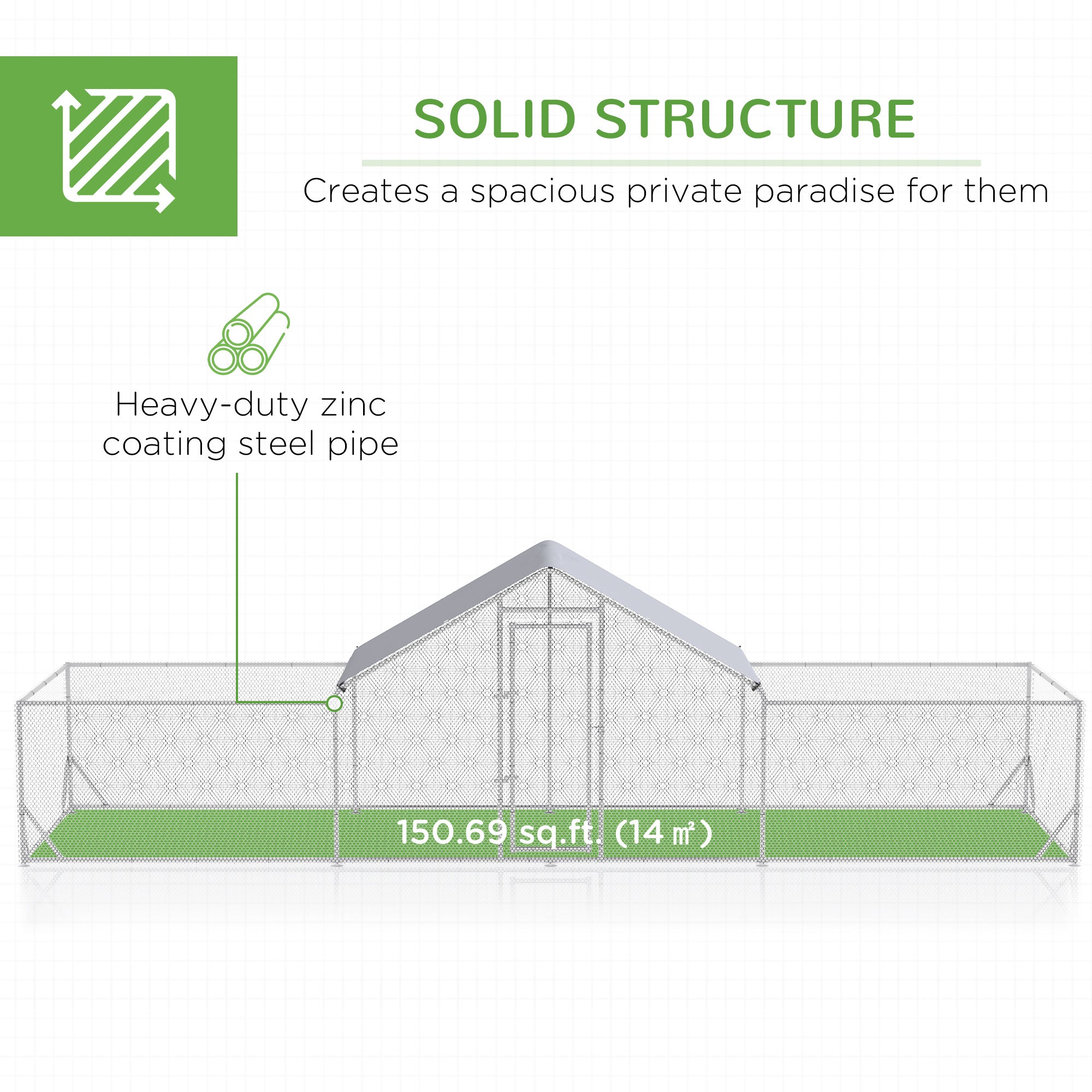 Large Chicken Coop Metal Chicken Run for Chickens with Waterproof and Anti-UV Cover, Spire Shaped Walk in Fence Cage Hen House for Outdoor and Yard Farm Use, 1" Dia, 23' x 6.6' x 6.4'