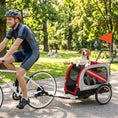 Load image into Gallery viewer, Dog Bike Trailer, 2 in 1 Foldable Pet Stroller Security Harness, Reflectors, Quick Release Wheels, Flag, for Medium Dogs, Red
