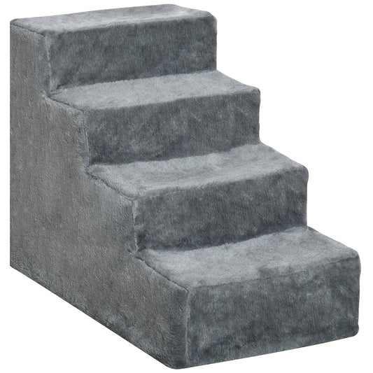 Pet Steps Ladder for Cats and Dogs, Pet Stairs, Ladder for Climbing on Bed, Sofa with Removable Cover, Light Grey