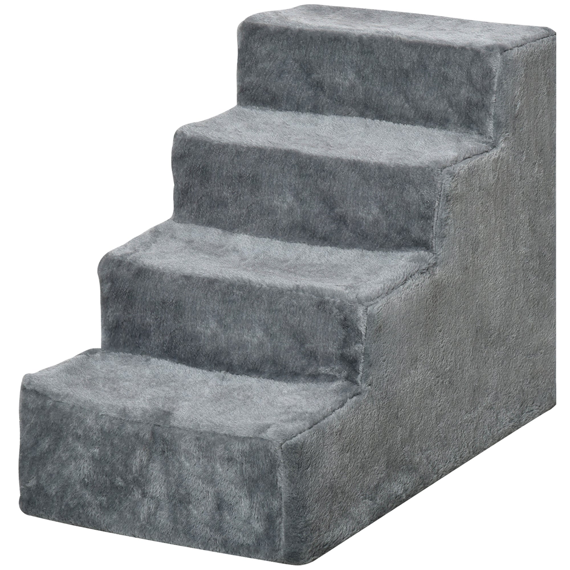Dog Steps for Sofa, 4 Steps Dog Stairs, Pet Stairs, with Washable Plush Cover, for Small Breeds, Cats - Light Grey