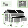 Load image into Gallery viewer, 59" Wooden Chicken Coop with Wheels and Handles, Mobile Chicken House with 2 Nesting Boxes, 2 Trays, 4 Perches, Chicken Tractor for 4-6 Chickens, Small Animals, Rabbit Hutch for Backyard, Gray
