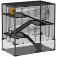 Load image into Gallery viewer, PawHut Large Hamster Cage with Deep Tempered Glass Bottom, 4 Tiers Hamster Tank with Running Wheel, Hut, Water Bottle, Dish, Rat Cage for Syrian, Dwarf, Gerbils, Mouse, 31" x 19" x 31.5", Black
