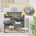 Load image into Gallery viewer, PawHut Large Hamster Cage with Deep Tempered Glass Bottom, 4 Tiers Hamster Tank with Running Wheel, Hut, Water Bottle, Dish, Rat Cage for Syrian, Dwarf, Gerbils, Mouse, 31" x 19" x 31.5", Black
