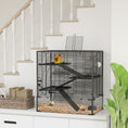 Load image into Gallery viewer, PawHut Large Hamster Cage with Deep Tempered Glass Bottom, 4 Tiers Hamster Tank with Running Wheel, Hut, Water Bottle, Dish, Rat Cage for Syrian, Dwarf, Gerbils, Mouse, 31" x 19" x 31.5", Black
